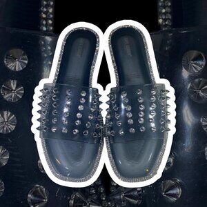 Cape Robin Sandals Women's Black Silver Spiked Slip on Sandals Size 8